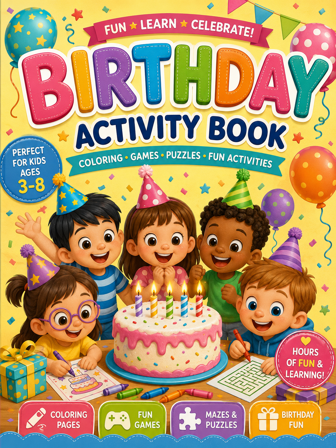 Birthday Party Fun: Coloring, Games & Puzzles