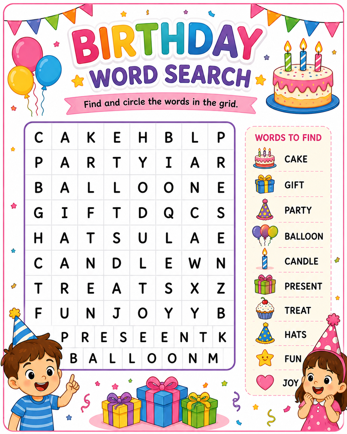 Birthday Party Fun: Coloring, Games & Puzzles